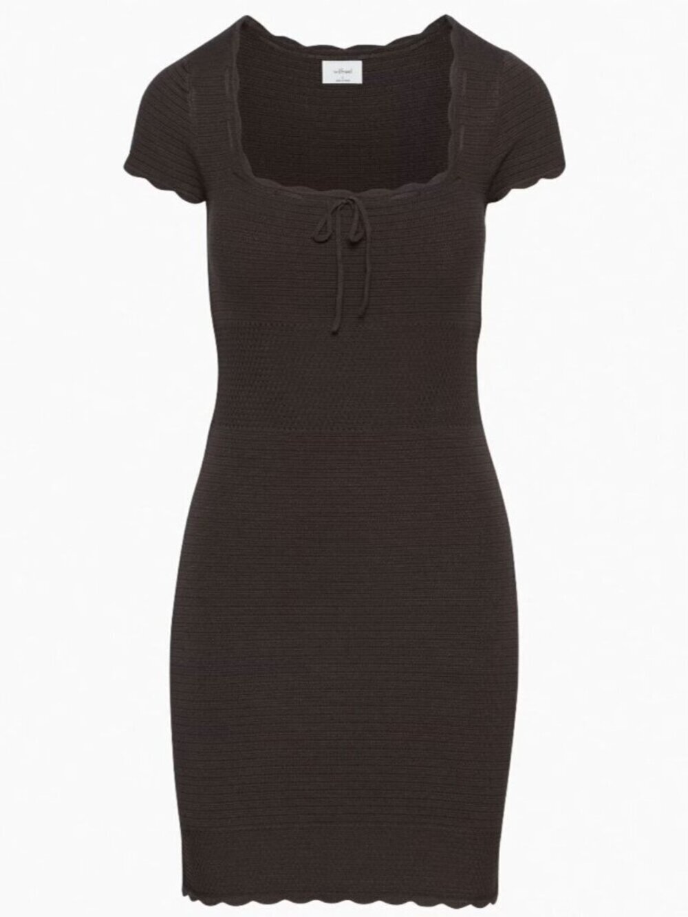 Aritiza Wilfred Reception Mini Dress Pointelle Knit Rich Mocha Brown Size Small